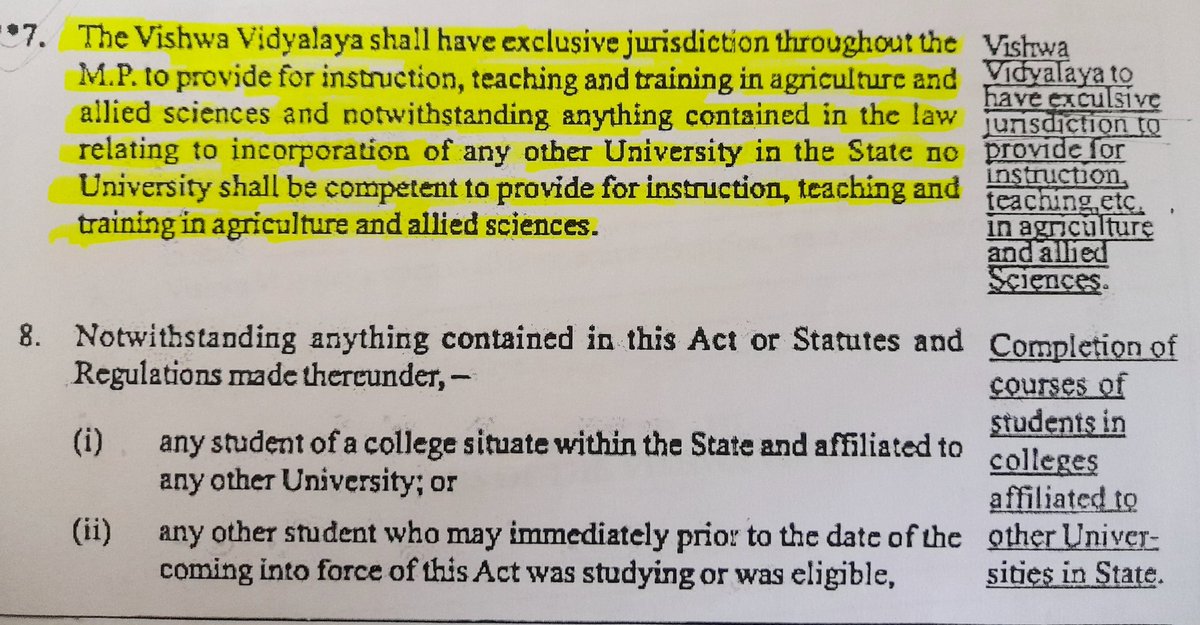 Patlepraveen11's tweet photo. #कृषिडिग्रीमहाफर्जीवाड़ा 
We need to re-read JNKVV's ACT 1963 it is clearly written in section 7 of chapter 2 of ACT
@KamalPatelBJP 
@ChouhanShivraj 
@DrMohanYadav51 https://t.co/uK8Q01bqCK