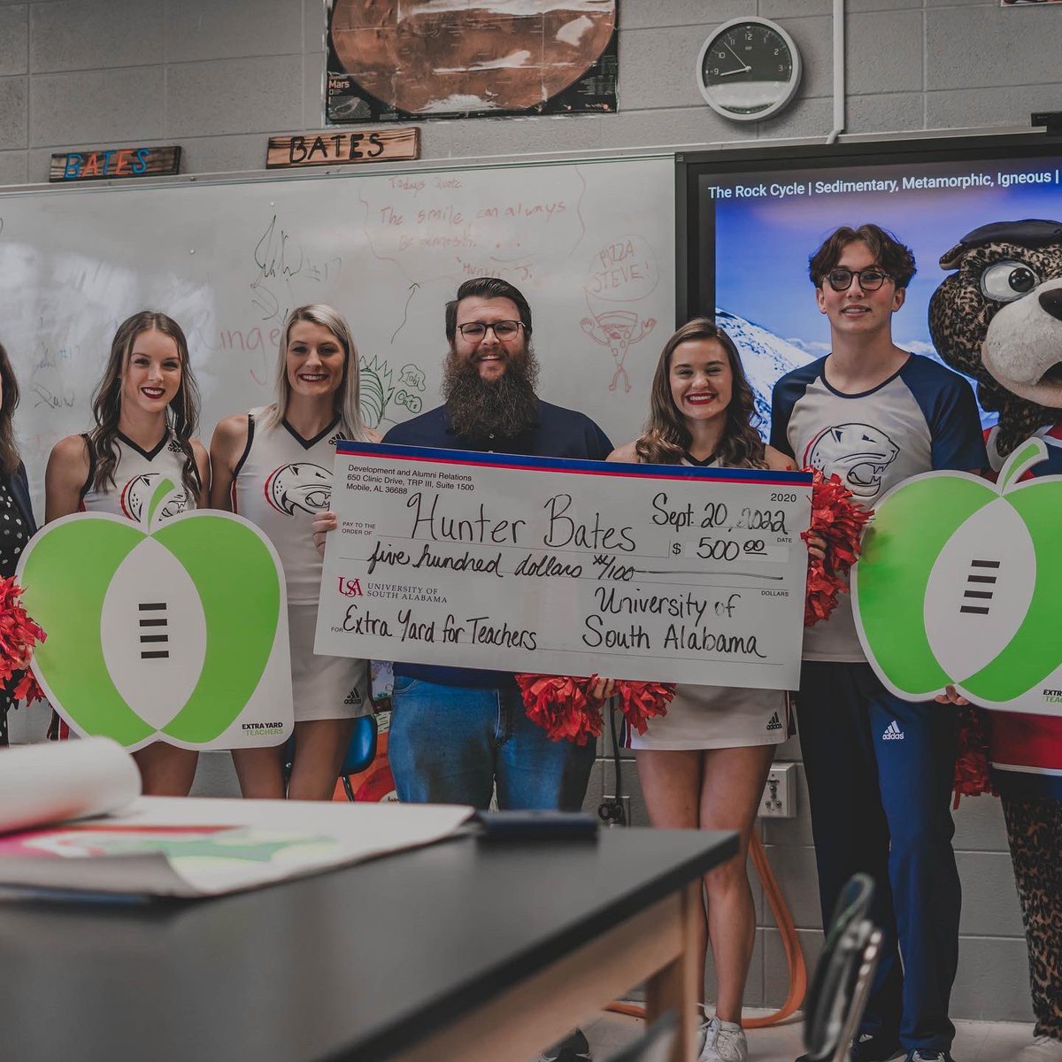 SouthAlabama's tweet photo. Today, we surprised a local teacher from Baldwin County High School with $500 to put towards his classroom project, for #BigDayforTeachers ‼️

Join us this Saturday as we recognize many other teachers from #OurCity during #EYFTWeek ‼️ https://t.co/kU4ewIcQgR