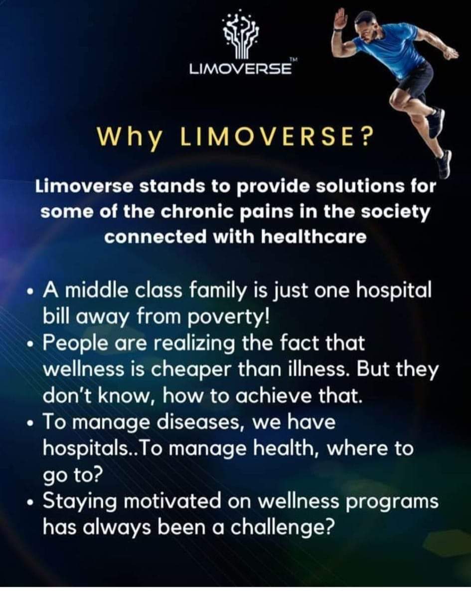 deepakraghav23's tweet photo. #Limoverse is the first ever global ecosystem in health and wellness on blockchain comprised of #doctors, #dieticians and #nutritionists, #fitness coaches, #yoga experts, #meditation experts and other wellness professionals
#limoverse #web3 #healthfi #crypto #blockchain #CZ https://t.co/nVFZSHINYR