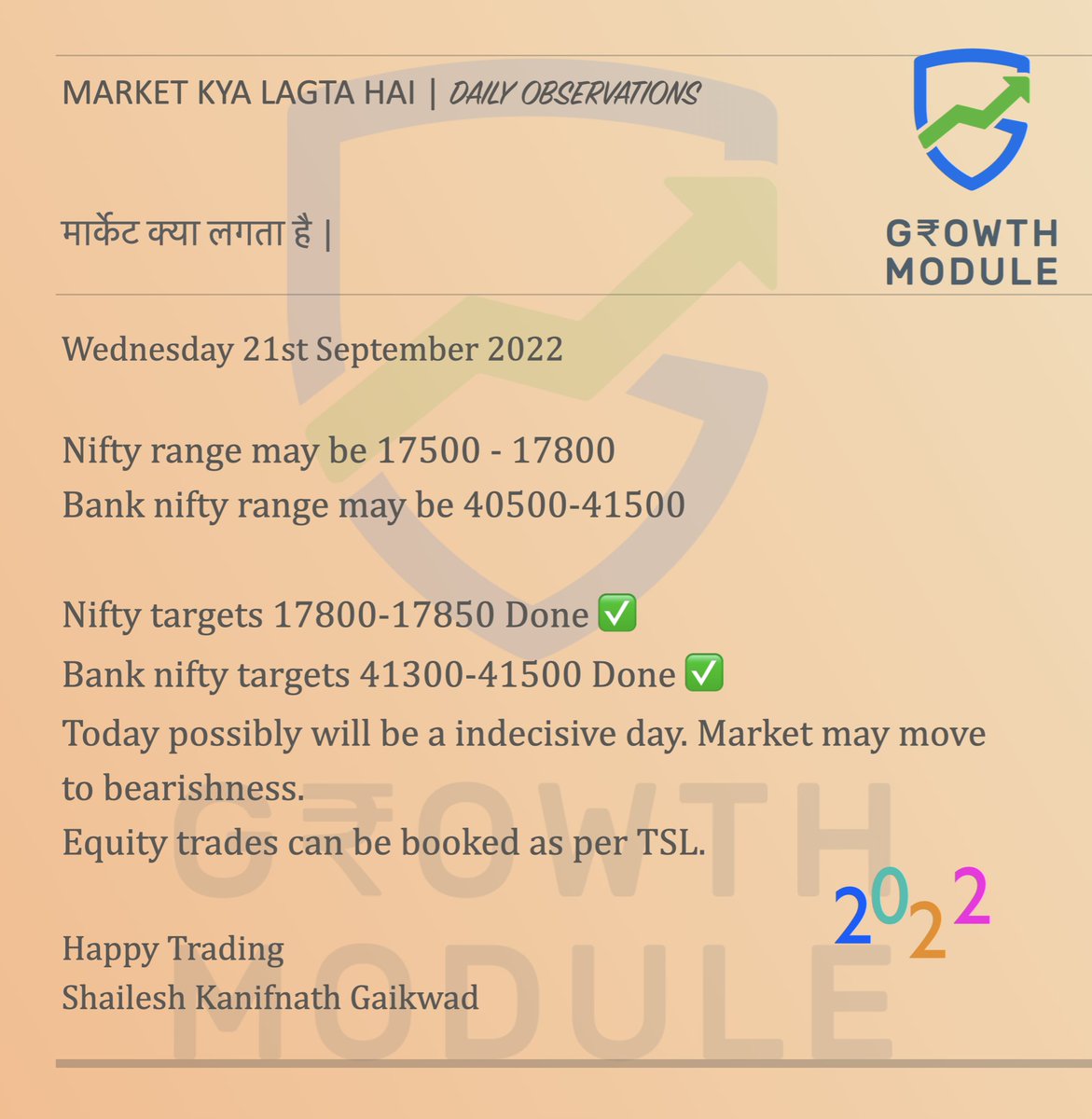 GrowthModule's tweet image. Ahead of FOMC announcement market may remain dull or indecisive.
Though we do not trade on news, the kind of volatility this news will bring will be massive.
Expecting a bearish move in coming few weeks. We may see a surprise move, so be light on your trades.
#nifty #banknifty