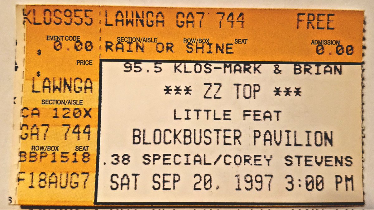 chrisccoco's tweet photo. #OTD in Christory 20Sep1997 - 25 years ago! #MarkAndBrian @MarkThompsonLKN @BrianWPhelps @955KLOS @ZZTop @littlefeattweet @38SpecialMedia #CoreyStevens #BlockbusterPavillion @SanManuelAmp #GlenHelen @hwoodwalkoffame w/@charleneward https://t.co/fFH0R4mZek