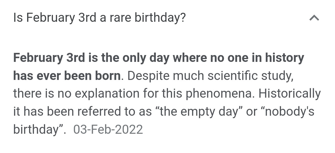 Farzi_lekhak27's tweet photo. Do you know anyone who was born on 3rd February?
#emptyday #noonesbirthday #DidYouKnow #DYK #vptweets https://t.co/0x0eS9qG0o