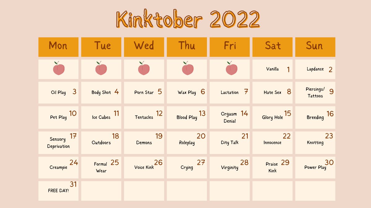 —#BOTTOMSOOFEST KINKTOBER 2022

faqs and rules: bit.ly/kinktober2022
ao3 collection: bit.ly/kinktobercolle…

fics, fanarts and sns aus are allowed in this fest. please see the themes below 👇