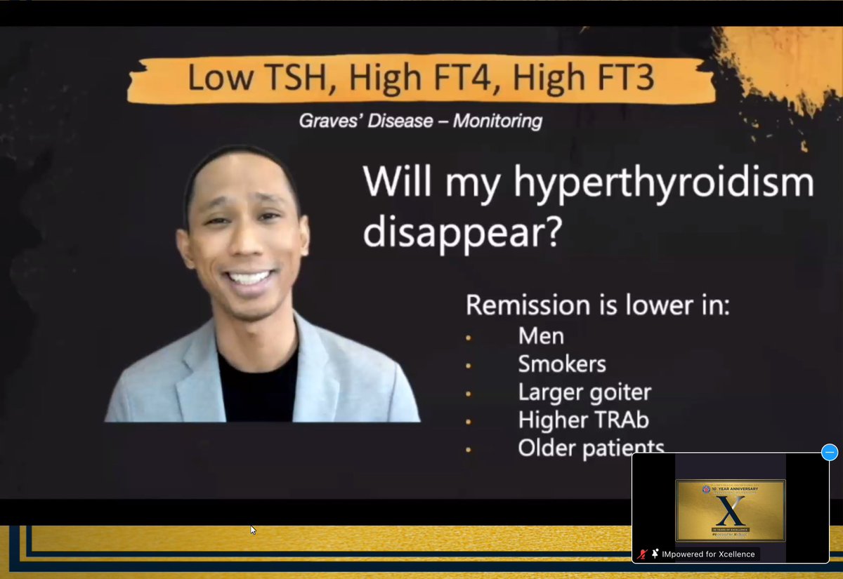 rzanetaMD's tweet photo. There is remission in Grave's Disease but here is a list where remission is lower. 

Deciphering Thyroid Dysfunction
by Dr Felipe
#IMPowered2022 https://t.co/6rsRoDkD3p