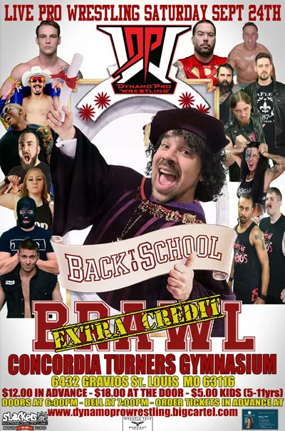 This Saturday night we make our return to Concordia Turners with a night of exciting Pro Wrestling action!
@SlamUnited vs <a href="/AdrianSurge/">'Lights Out' Adrian Surge</a> 

<a href="/rickycruzstl/">Ricky Cruz</a> vs <a href="/ethanprice4_0/">Ethan Price</a> 

<a href="/Real_CJ_SHINE/">CJ SHINE</a> vs <a href="/JackGambleHLE/">Jack Gamble</a> 

Haley Shadows vs Ashlyn Alexander
and much more
dynamoprowrestling.bigcartel.com