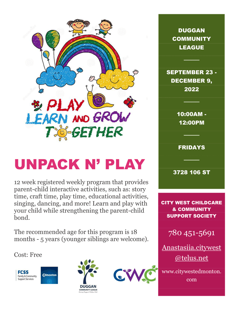 Please be advised that Unpack N' Play programming is cancelled. Unfortunately, due to City of Edmonton budgeting constraints, the grant funding has been cut. Thank you for understanding.
#yeg #edmonton #papastew #oldstrathcona