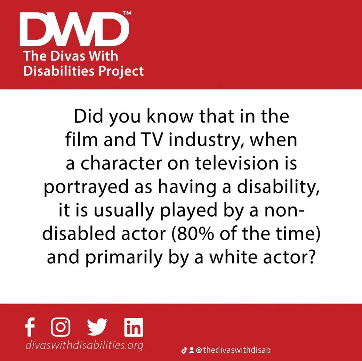 DWD_Project's tweet image. Did you know?! #DivasWithDisabilities #inclusion #acting #divas