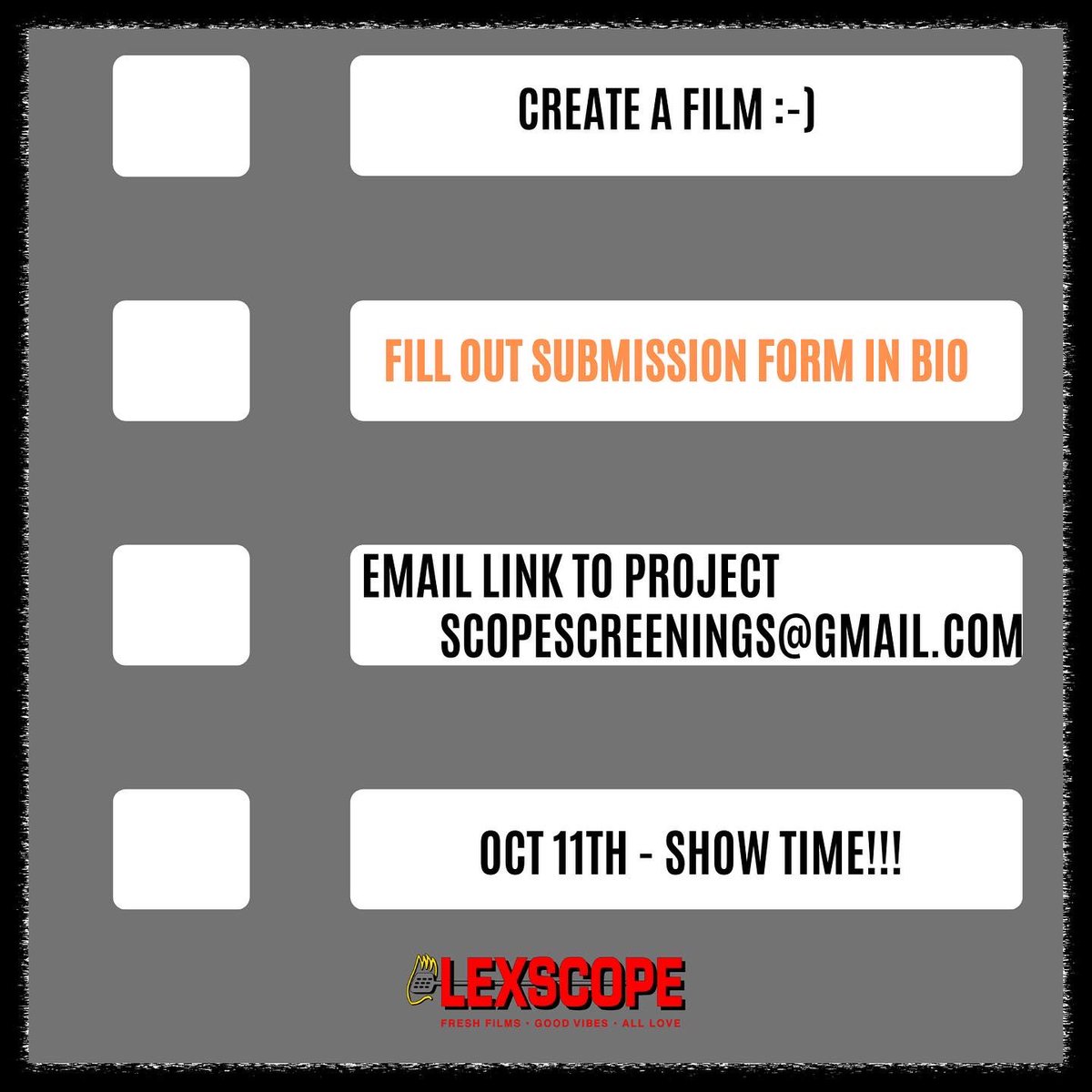 scopelex's tweet photo. Vip/GA Tickets on sale now + Submissions are now open for Scope Screenings 5 — Oct 11th 👻💀🧌
This one will b even more unique cause we doin a costume contest w/ hella prizes durin the film fest! Let’s get ittt🎬
https://t.co/SKEGScd8F1 #lexscope https://t.co/K24LKyqm0p