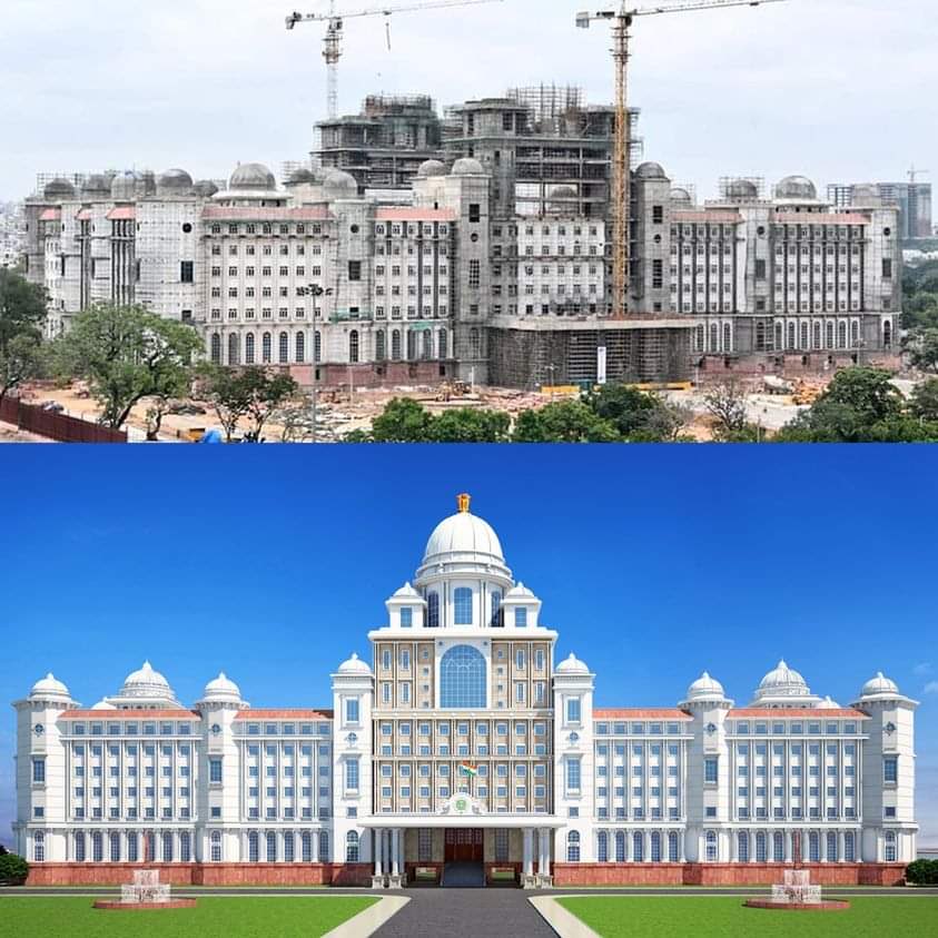 The New Secretariat building of Telangana is getting ready

Three mega projects will be unveiled by Hon’ble CM KCR in the next few months in Central Hyderabad

❇️ Telangana Martyr’s Memorial
❇️ 125 Feet Ambedkar Statue
❇️ Telangana Secretariat named after Dr. B. R. Ambedkar Ji