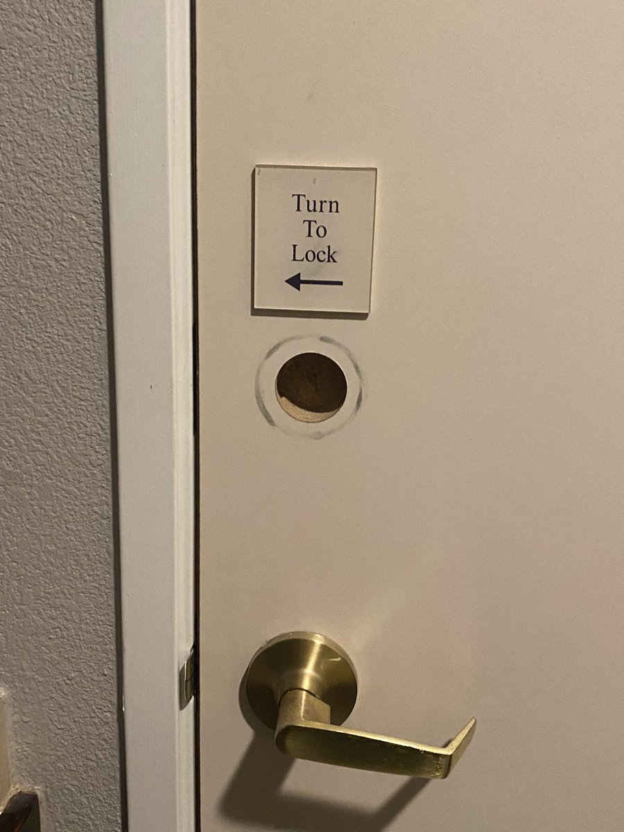 CallMeCatEyes's tweet photo. I cannot even express how angry I am with you @MarriottBonvoy I drive 4 hours to get to SpringhillSuites. they give me an adjoining room with a hole where a lock should be. replacement room smelled like mold/mildew. transferred me to ResidenceInn to an already occupied room! #wtf https://t.co/ynkDzXncc9