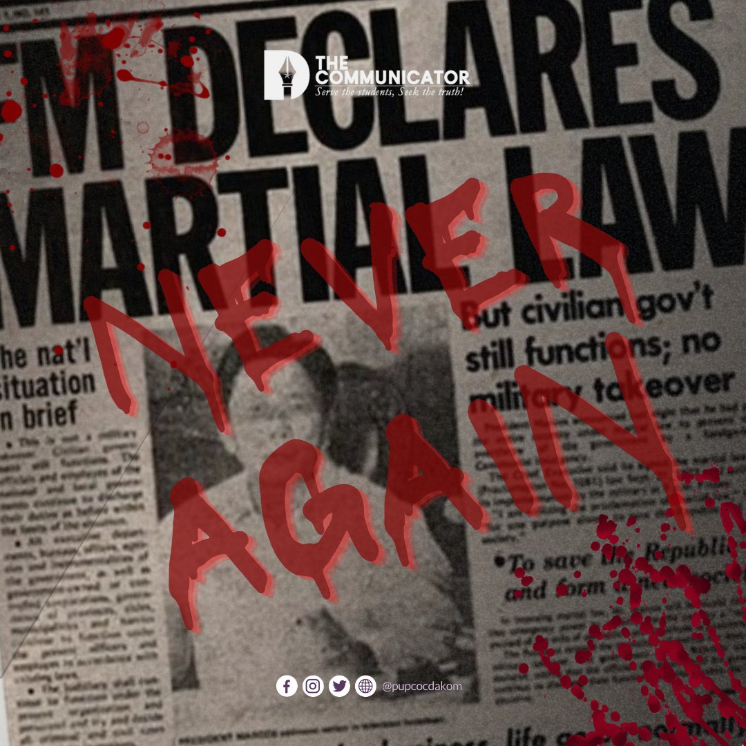 pupcocdakom's tweet photo. We remember one of the darkest parts of our history. We #NeverForget.  In light of the 50th commemoration of Martial Law, we mourn what was lost and stolen from us. 

We mourn. We resist. We stand. #NeverAgain https://t.co/Gp23Iq2PYQ