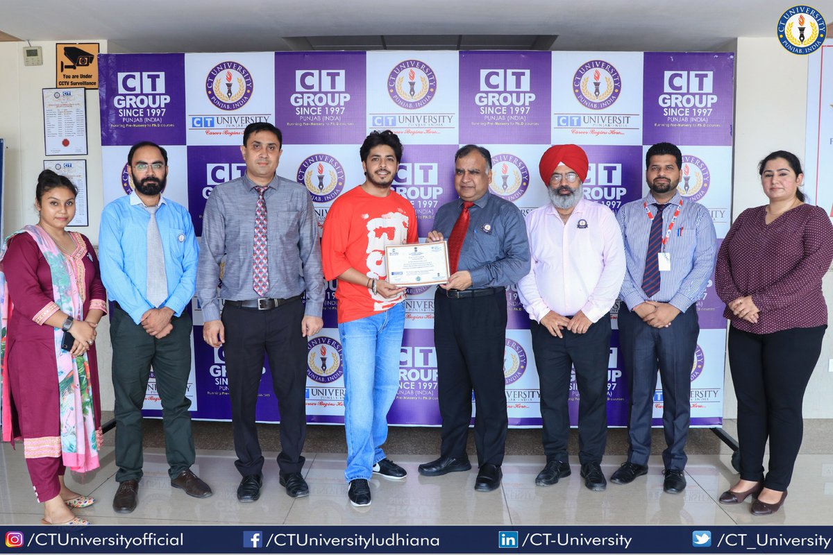 CT_University's tweet photo. #CTian Sahil Vohra from B. Pharmacy, School of #Pharmaceutical Sciences, #CTU has brought laurels to the alma mater by bagging first position in #Skill Vigyan #Training Programme, Department of #Biotechnology, Government of India organized by TDC-DOSAGE FORM, #NIPER. https://t.co/Zr1tEPZfm9