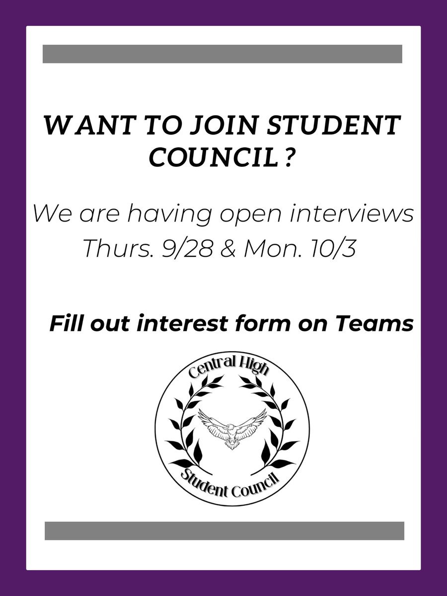 OPSCHS__STUCO's tweet photo. Calling all Eagles!!! Student Council is looking for new members! If you are interested fill out the interest form on teams and go to open interviews 9/28 &amp; 10/3. https://t.co/MSSwHEqUJc