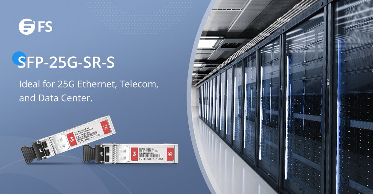 FScom_Singapore's tweet photo. ๐Looking for a suitable transceiver module for your home/office network? FS SFP-25G-SR-S can boost your network with low-power, high-density, and high-speed. ๐Click to know more:https://t.co/7EKQcfeMCy #FSTransceiver #Networking #DataCenter https://t.co/um72qBRWvk