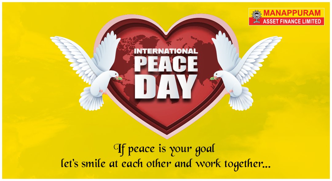 MaafinThrissur's tweet photo. Peace cannot be kept by force, it can only be kept by understanding. This day is devoted to building the ideals of peace among all countries and peoples.

#ManappuramAssetFinance #maafin #instantpower #InternationalDayofPeace #Peace  #love #life  #spiritual #goodvibes #smile https://t.co/mtUm3obUwO
