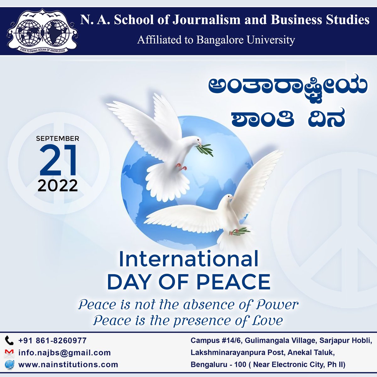 NaInstitution's tweet photo. On the occasion of World Peace Day, I wish that there is just peace and happiness in this world so that we have a better and happier place to live in…… Wishing you a Happy International Peace Day.

#internationaldayofpeace2022  #peace #peaceful #CaneloGGG3 https://t.co/ohlKQLPJa2