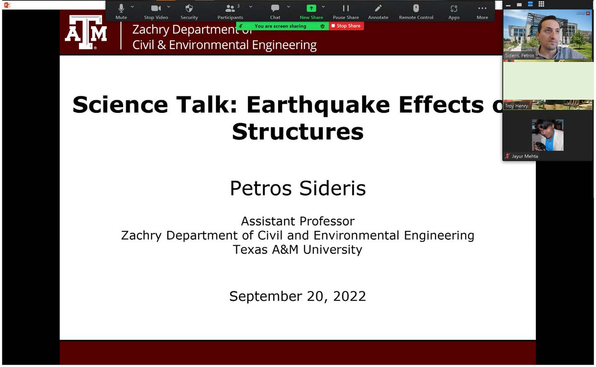 I had a very pleasant experience giving a Science Talk to 8th graders on "Earthquake Effects on Structures" as part of the Gulf Resilience CoPe Hub's outreach activities to underrepresented communities.
#CoPe #NSF