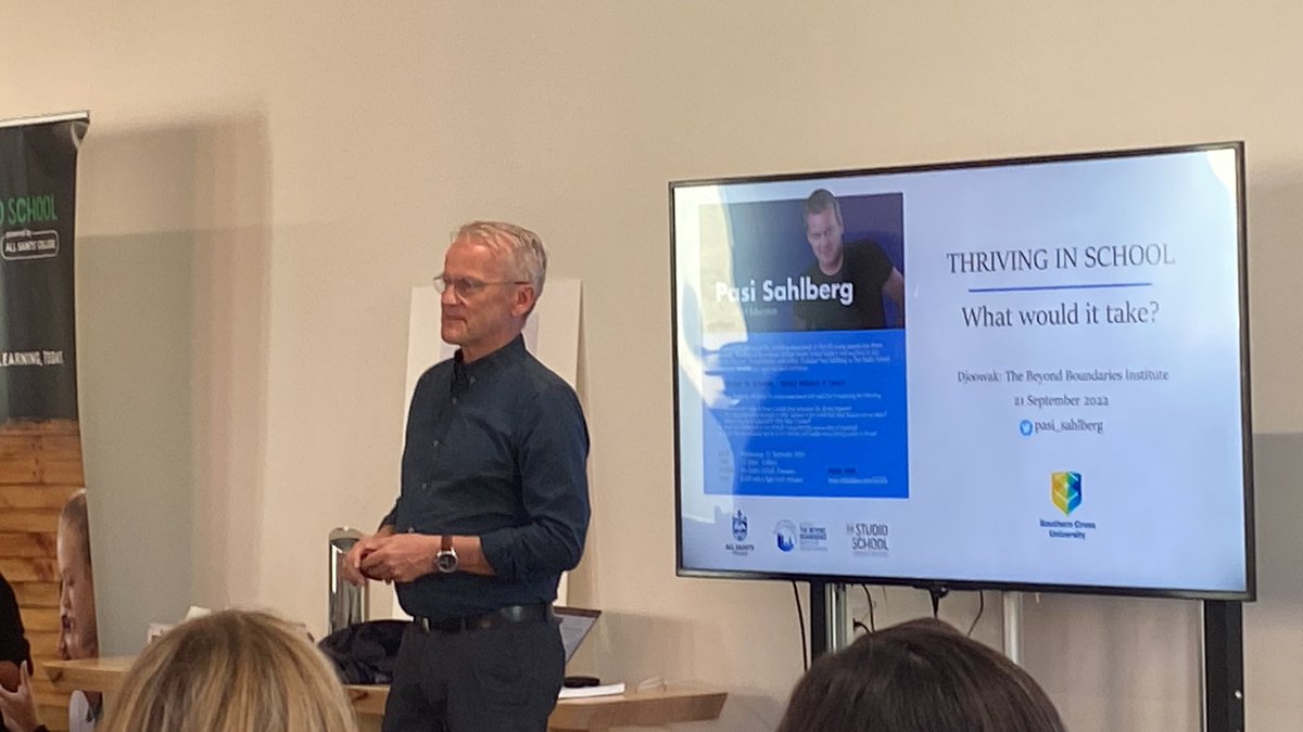 EdleadersA's tweet photo. At The Studio school with @pasi_sahlberg Thriving in school / what will it take? Thank you to All Saints, Belinda Provis and Esther Hill for facilitating this event.
#systemdesign #schoolleadership #innovation https://t.co/OGUx2hy3cc