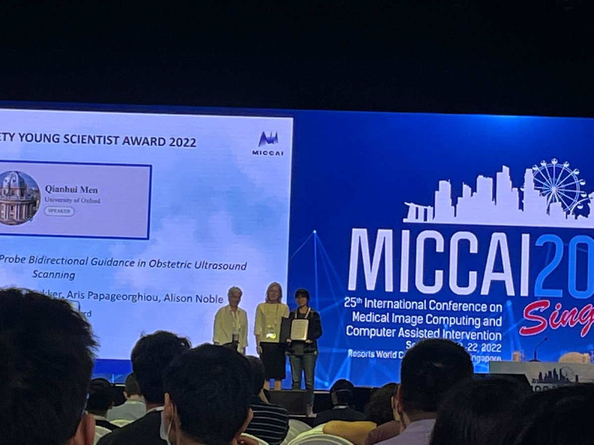 Massive congratulations to our Dr Qianhui Men, winner of <a href="/MICCAI_Society/">MICCAI Society</a> Young Scientist Award! #MICCAI2022