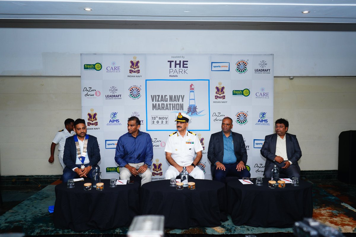 vzgnavymarathon's tweet photo. The date is official. The track is official. Team Vizag Navy Marathon addresses the media yesterday and shared more details on the city's prestigious marathon which is happening on 13th Nov, 2022. And, the mascot - the identity of Vizag Navy Marathon is thus Bucky! #vnm22 https://t.co/t8ktKEaJDo
