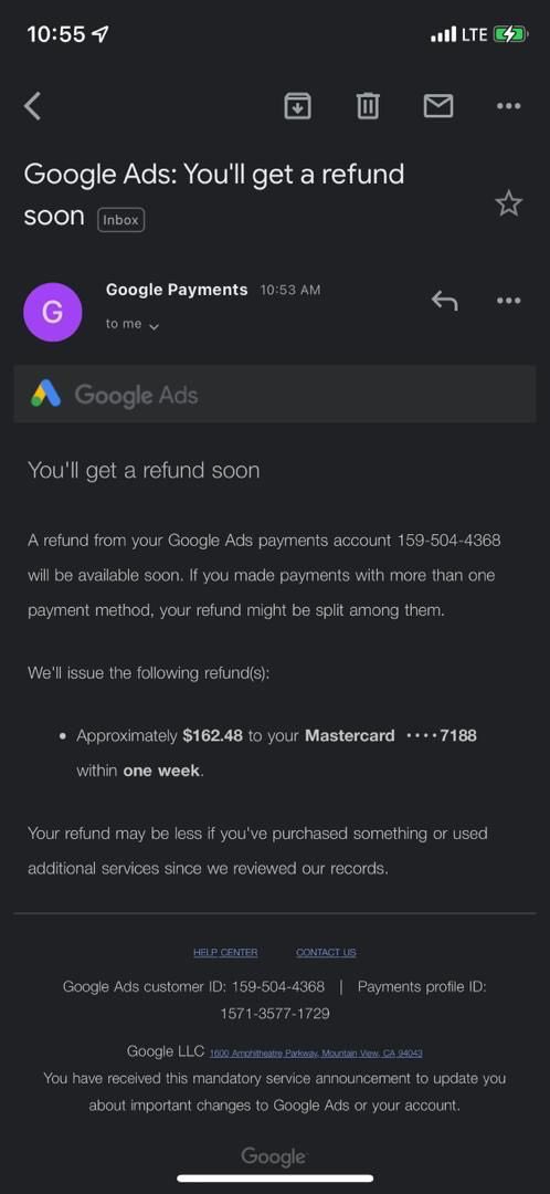 YesWebsitesCom's tweet photo. Hello @GoogleAds,

Kindly effect the refund as promised since August 5, 2022. 

In the first and second screenshots, the timeframe promised for refund was 1 week.

Your team changed it to 4 weeks after the initial 1 week elapsed yet we’ve not gotten a refund.

1/2 https://t.co/4WDE2ZGZjq
