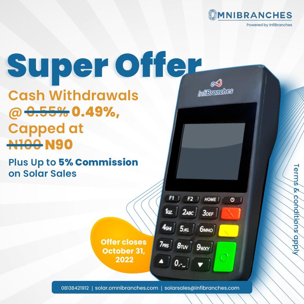 FaziPay's tweet photo. Get massive profits from POS business today!!!

Also, gain up to 5% from selling solar products 

💥All Cashout for 0.49%, capped @ N90

 #omnibranches #energy #nef #renewableenergy #fintech #bbnaija #finance #atm #solar #techgenerator #nepa #nigeria #infibranches https://t.co/200MaDz06R
