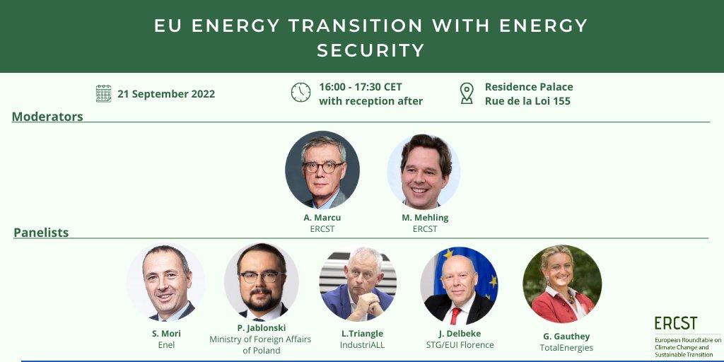 🔔 Two events today at ERCST 🔔 ➡️ 14:00 - 16:00 - Hydrogen: State of play of the regulatory framework - lnkd.in/eh4NY8T7 ➡️ 16:00 - 17:30 - EU Energy Transition with Energy Security (with a reception afterwards🍸) lnkd.in/eh4NY8T7 We look forward to seeing you!