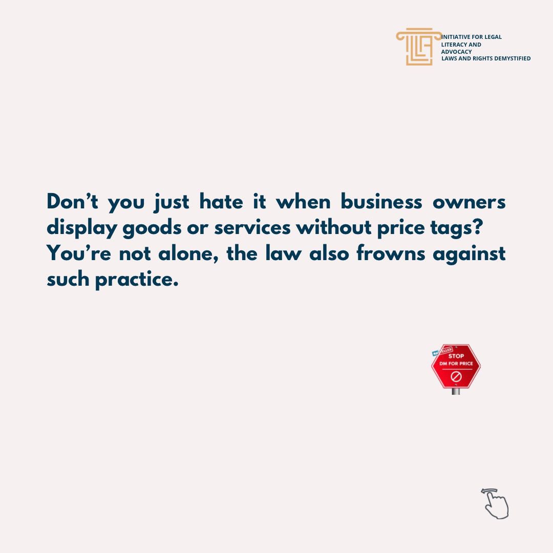 illang_org's tweet photo. Here’s what the Law had to say about the “DM FOR PRICE” culture amongst online vendors. 

Ignorance of the law will not excuse you when the hand of the law is within your terrain.

#ILLAgrace
#legaltips
#knowyourrights
#rightsdemystified https://t.co/WXr066E7Hg