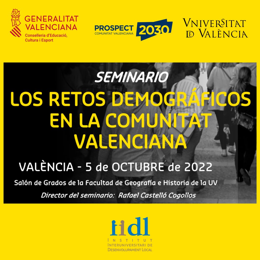 iidlValencia's tweet photo. Emancipación juvenil y dependencia senil, ruralidad, migraciones: conoce los retos de la población valenciana en esta próxima act de @prospectcv2030:

🧑🏻‍🤝‍🧑🏻 Retos demográficos en la CV
📅5.10
⌚10:00-13:30
📍 Salón de Grados @FacGeoiH
👉https://t.co/HNFHFEZslt https://t.co/FqM4ZeamaD