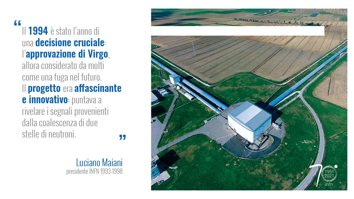INFN_'s tweet photo. Nel 1994 nasce il rivelatore per onde gravitazionali #Virgo (@ego_virgo).
Ne abbiamo parlato con Luciano Maiani, per #INFN70: https://t.co/5SWbgzyGAh
Volete festeggiare con noi i 70 anni dell'INFN? Il 26 settembre, non perdete l'evento conclusivo a Torino:
https://t.co/nZoN640iDX https://t.co/7UFYous21c