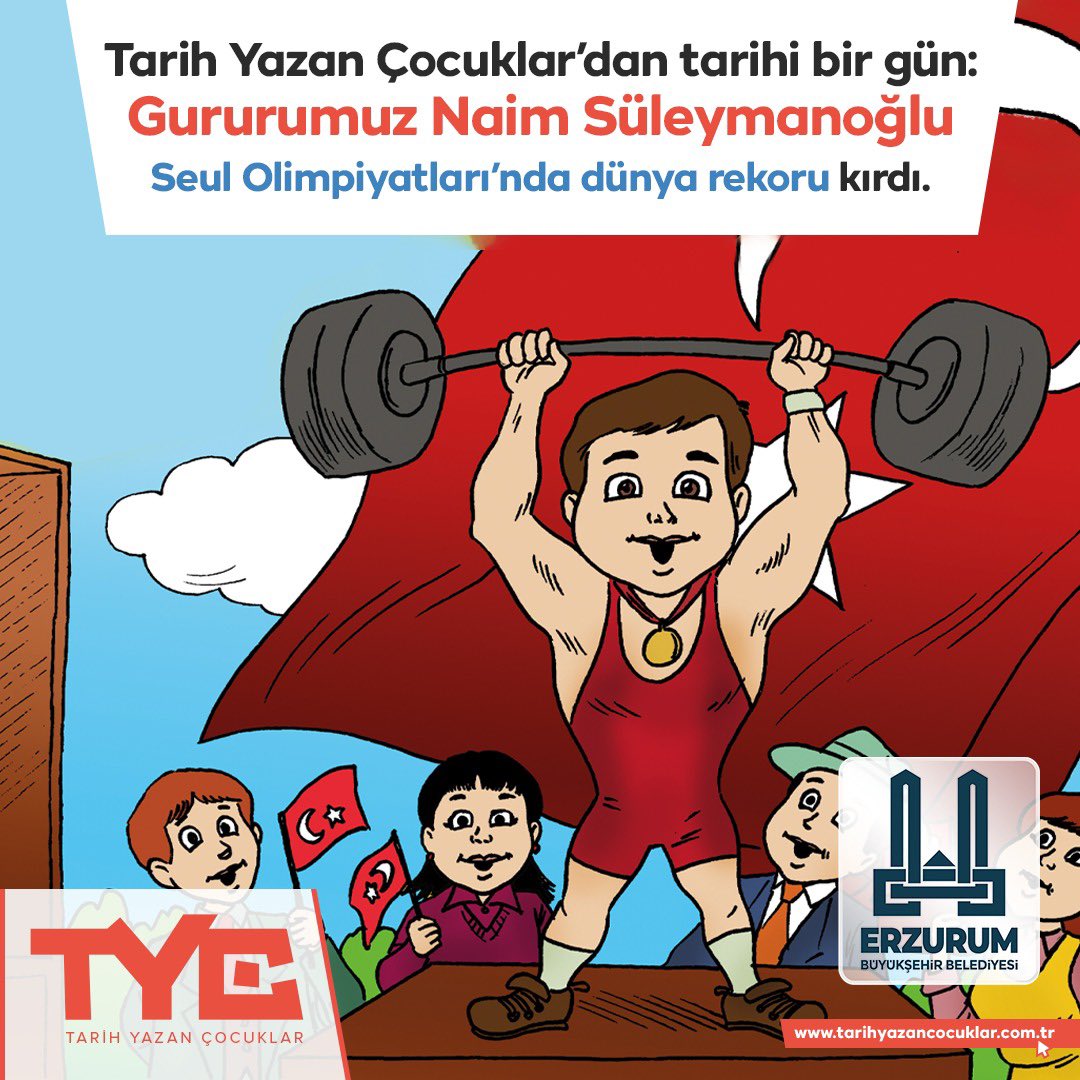 🏅Olimpiyat tarihine geçen gurur kaynağımız Naim Süleymanoğlu yıllar önce bugün 1988 yılında Seul Olimpiyatları’nda dünya rekoru kırdı. Bir kez daha gururla anıyoruz. 👏🇹🇷 @tarihyazancocuk #TarihYazanÇocuklar #NaimSüleymanoğlu