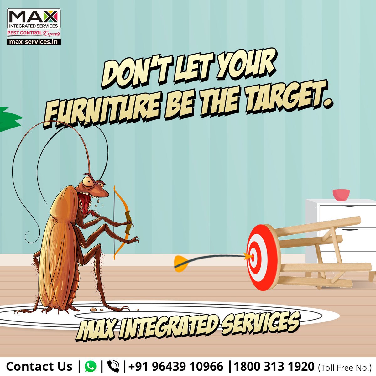 IntegratedMax's tweet photo. Don't let your furniture become a target.
Clean bold these pests with our services instead of letting them play in your house.
Book our service now
Visit our website:
https://t.co/stxXPtnHWX
+919643910966
+18003131920
#Maxintergated #pestcontrolexpert #termitecontrol https://t.co/uHVINZL6ea