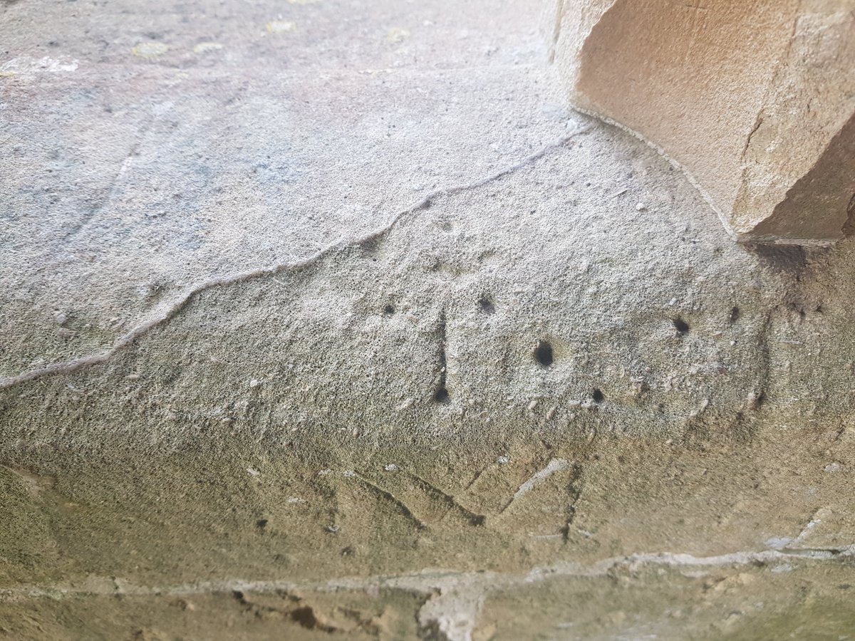 KingJohnsHouse's tweet photo. The historic #Graffiti in our #Medieval upper chamber has been one of our themes for 2022 and so it is interesting looking for graffiti in other places. Here are some familiar markings in the porch of #Dyrham Church. #KJHconnections #TheTwitterMouseOnTour https://t.co/wV91YAzD46