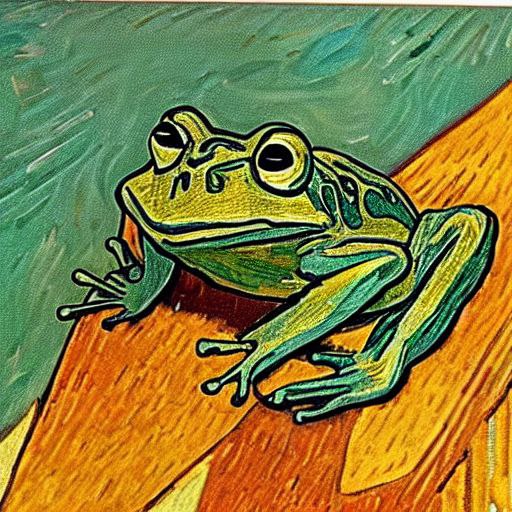 Frog in Van Gogh Style #aiart #art #frog #vangogh #ai #artberlin #photography #frosch #artificialintelligence #photooftheday #nature #munich #startup #virtualreality #instagood #germany #painting #berlin #ia #love #natur #münchen #ki #europe #picoftheday #naturephotography