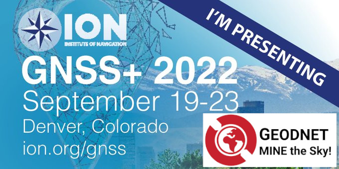 GEODNET's tweet photo. The #iongnss 2022 is currently underway.
Our team is on site and is looking forward to an interesting exchange of knowledge and that our project is well received.
@ionavigation @mikeahorton #rouvenkeller @RouvenKeller #community #support #MineTheSky #spaceweather #geodnet #gnss https://t.co/cWdRb8OeXg