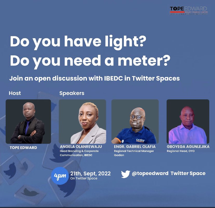 topeedward's tweet photo. Is everyone ready for the program by 4pm today with @IBEDC_NG ?! We are totally psyched to host the spaces! I hope you are just as psyched to be a part of it all. https://t.co/G0qbnq1waN