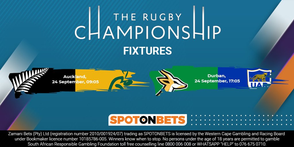 SpotonbetsZA's tweet photo. The #AllBlacks #Wallabies #Springboks and #LosPumas give it one more go in the #RugbyChampionship this weekend. South Africa🇿🇦 and New Zealand🇳🇿 are the favorites to win this edition. 

Back your team here>>>https://t.co/LpSyPRqknz https://t.co/5x4vRc2PDV