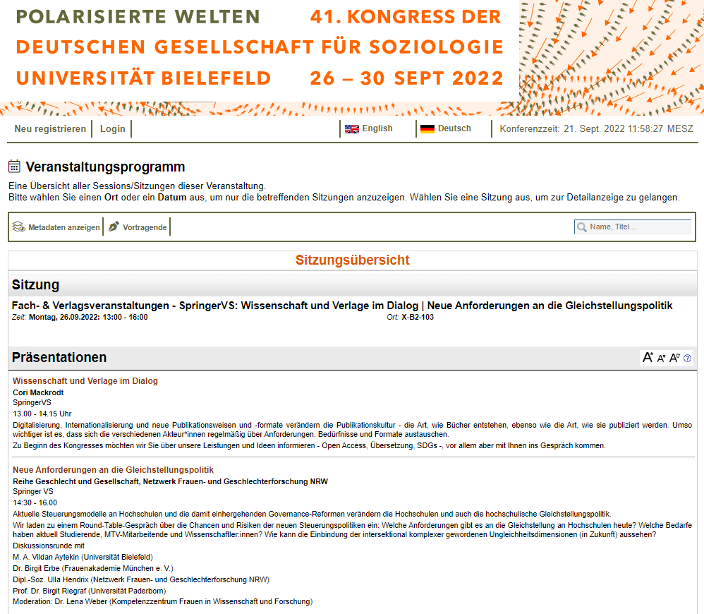 Springer_VS's tweet photo. #DGS_2022 Besuchen Sie die Veranstaltungen von @Springer_VS
Mo, 26.9., 13.00-14:15, Raum: X-Gebäude, B2-103 - Wissenschaft und Verlage im Dialog
und 14.30-16.00, Raum: X-Gebäude, B2-103
Neue Anforderungen an die Gleichstellungspolitik
Podiumsveranstaltung
https://t.co/LftFhssQ7s https://t.co/ad92jjaQwm