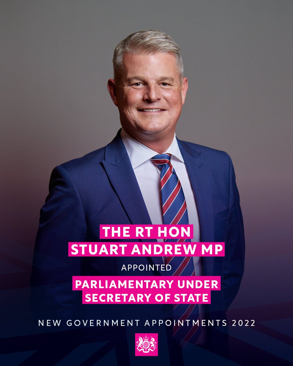 We are delighted to welcome <a href="/StuartAndrew/">Stuart Andrew</a> as Parliamentary Under Secretary of State at the Department for Digital, Culture, Media and Sport