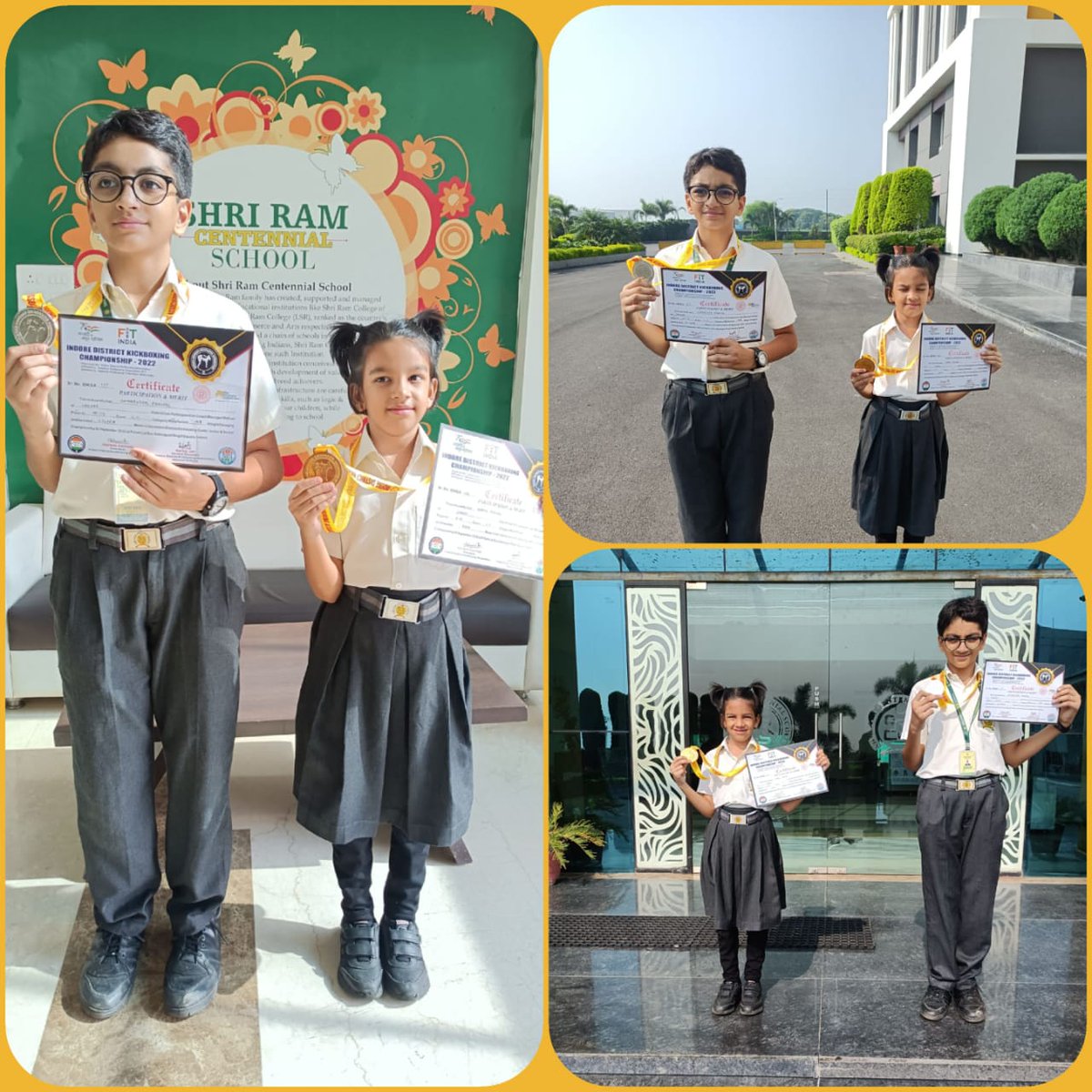 shriramindore's tweet image. SRCians Vidhi Porwal and Samarveer Porwal bagged Gold and Silver medals respectively at the Indore #DistrictKickboxingChampionship2022. #SRCSIndore congratulates Vidhi and Samarveer on their excellent performance and wish that they keep attaining glory in the years to come.