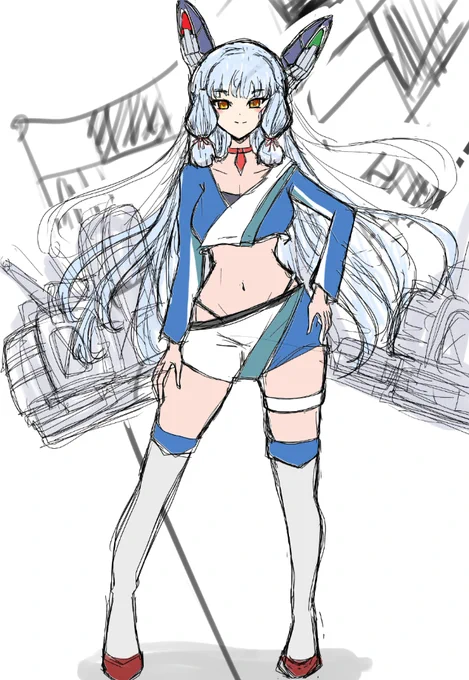 レースクイーン叢雲ちゃイメージ。艤装ないほうがいいかな?ミミはいる。 