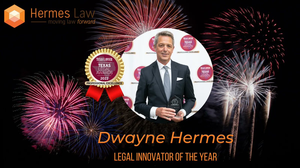 hermes_law's tweet photo. Congratulations to our founder Dwayne Hermes.
Dwayne Hermes took home the Legal Innovator of the Year Award. A well-deserved win.
#texaslegalawards #legalinnovator https://t.co/3rvZDSgsvj