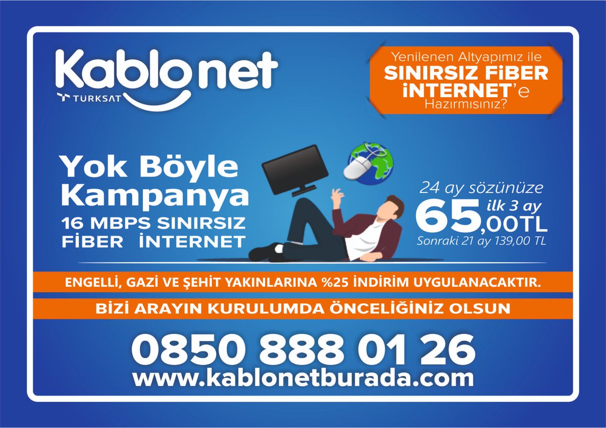 Öğrencilerimize en uygun Kablonet avantajlı kampanyalar için 0850 888 0 126 veya kablonetburada.com adresimizden başvuru yapabilirsiniz. Veya 0537 527 19 34 numaralı whatshapp hattımızdan ulaşabilirsiniz.

#ANTALYA #TEKİRDAĞ #ERZURUM