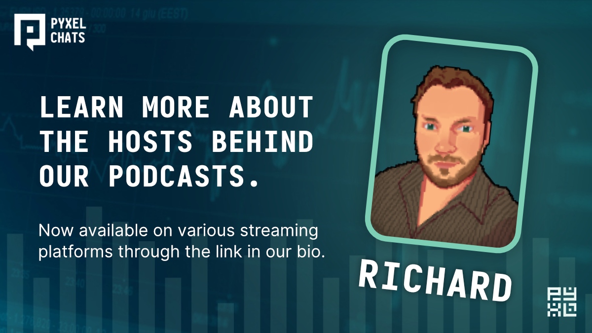 One of the speakers you'll get acquainted with when listening to #PyxelChats is Richard. He's been in the #cryptospace since 2017 and is also the #CEO of his company. He has a deep background in software engineering and developer operations. 🤝💎📚

#Web3 #crypto #decentralized