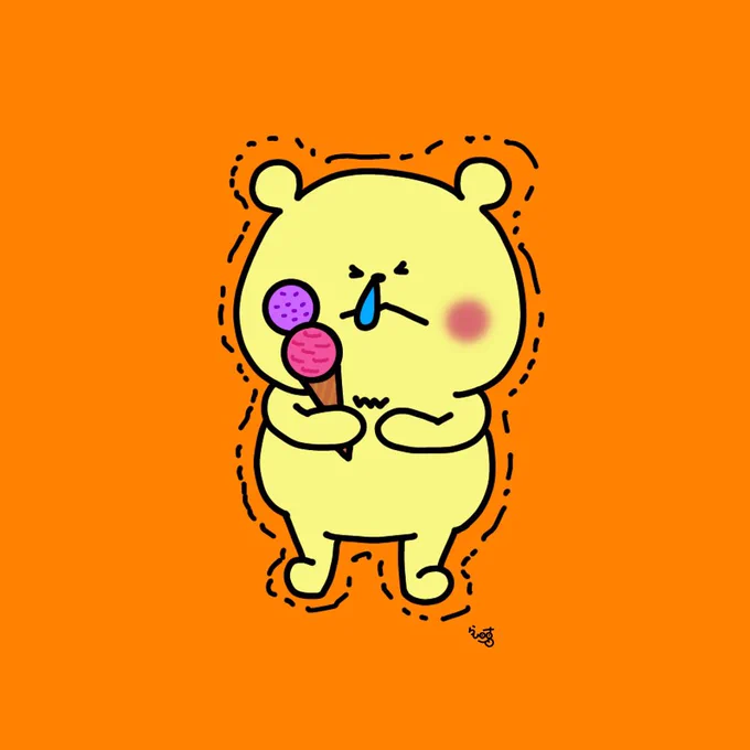 アイスを食べようとしたけど思ったより寒かった〜ズビズビ#イラスト#ゆるいイラスト#アイスクリーム 