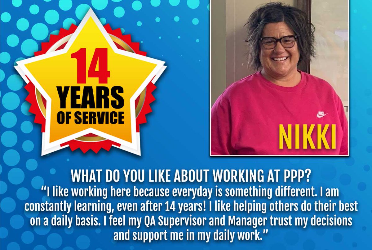 Performance_Pet's tweet photo. Your hard work and dedication is an example to everyone on our team! Thank you for being your best every day! We couldn't be prouder of you and your 14 years of service to PPP! https://t.co/KhyjJZTALz