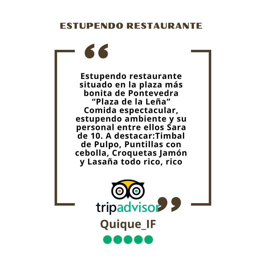 BadianaTapas's tweet photo. Tus opiniones nos importan. ✅
Anímate a dejarnos la tuya en Tripadvisor, Google maps, redes sociales... ❤️🗣️ #badianatapas #pontevedra #prazadaleña #reseñas #reseñastripadvisor #reseñasdecomida #opiniones #opinionesclientes #opina #gastroponte #pontevedramola #tripadvisor https://t.co/BkEfUzibpC