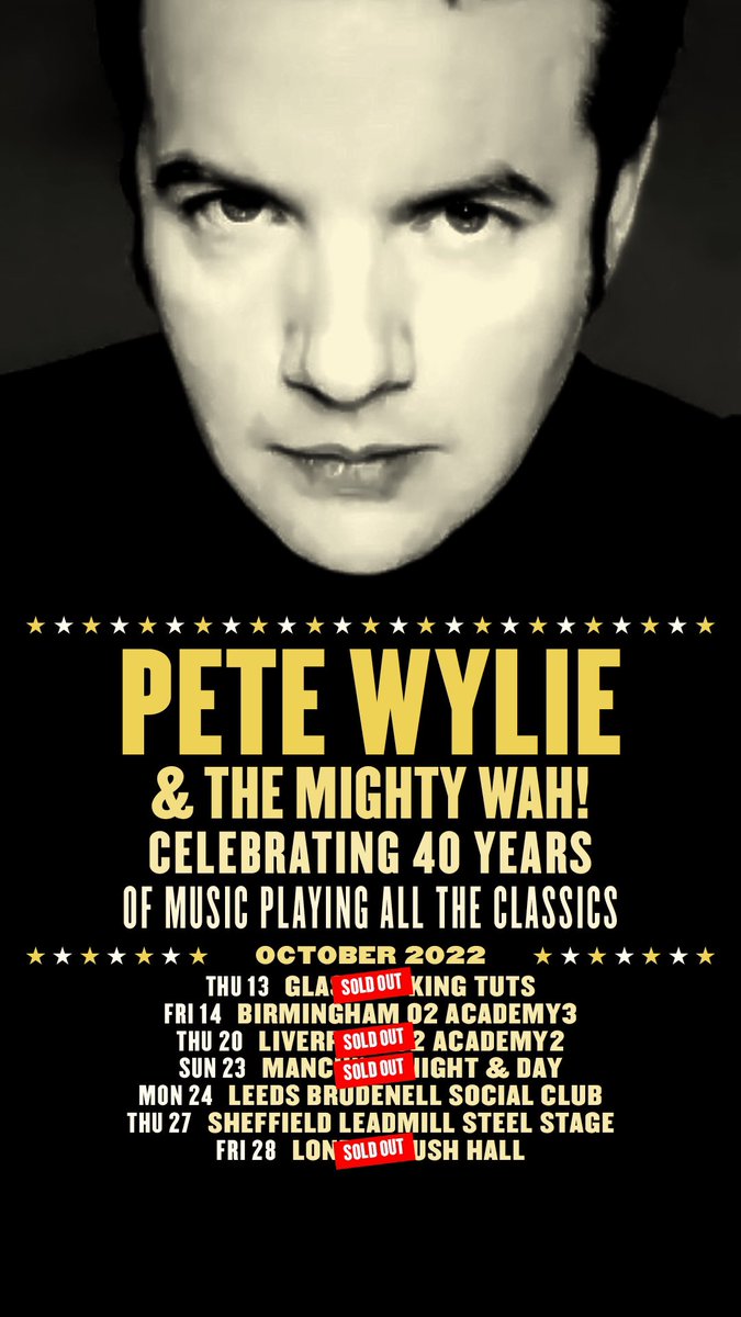 petewylie's tweet photo. Liverpool, London, Manchester and Glasgow are all SOLD OUT!
Limited tickets available for Leeds, Sheffield and Birmingham. 
You won’t want to miss these shows! #sjmconcerts

https://t.co/d3vhyVPNu1 https://t.co/FKGmbCZ6yI