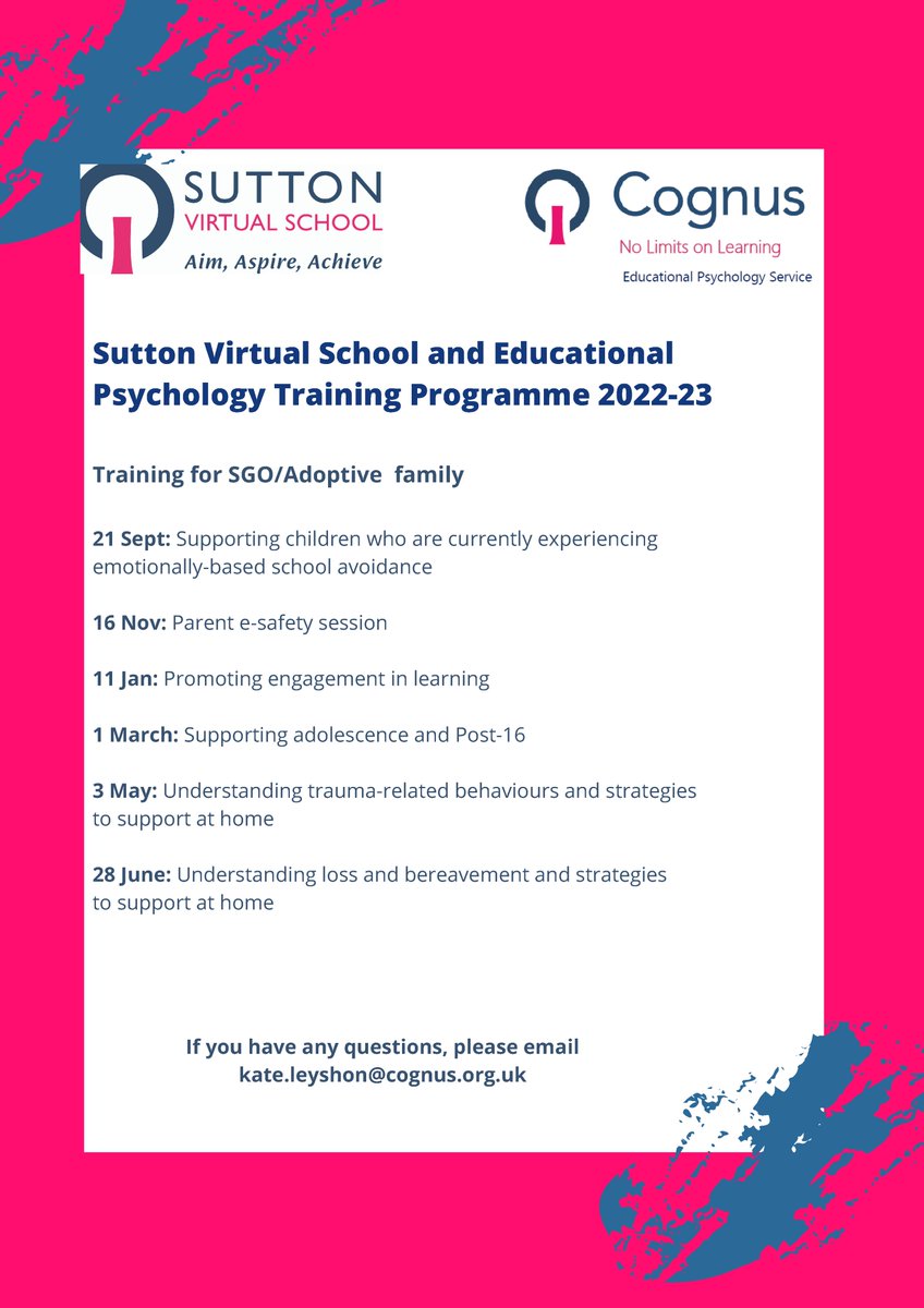 Visit our website for the Teams link for each training session. 

cognus.org.uk/suttonvirtuals…