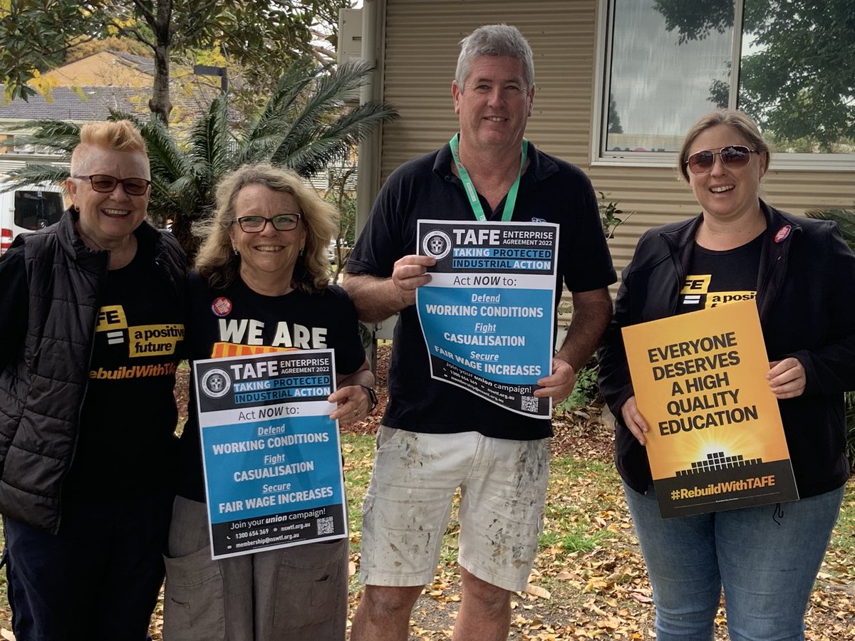 gaolteacher's tweet image. Meet Anthony. He’s a TAFE teacher who has been casual for the past 34 years. He walked off the job today with colleagues demanding job security. #TAFEUnionaction